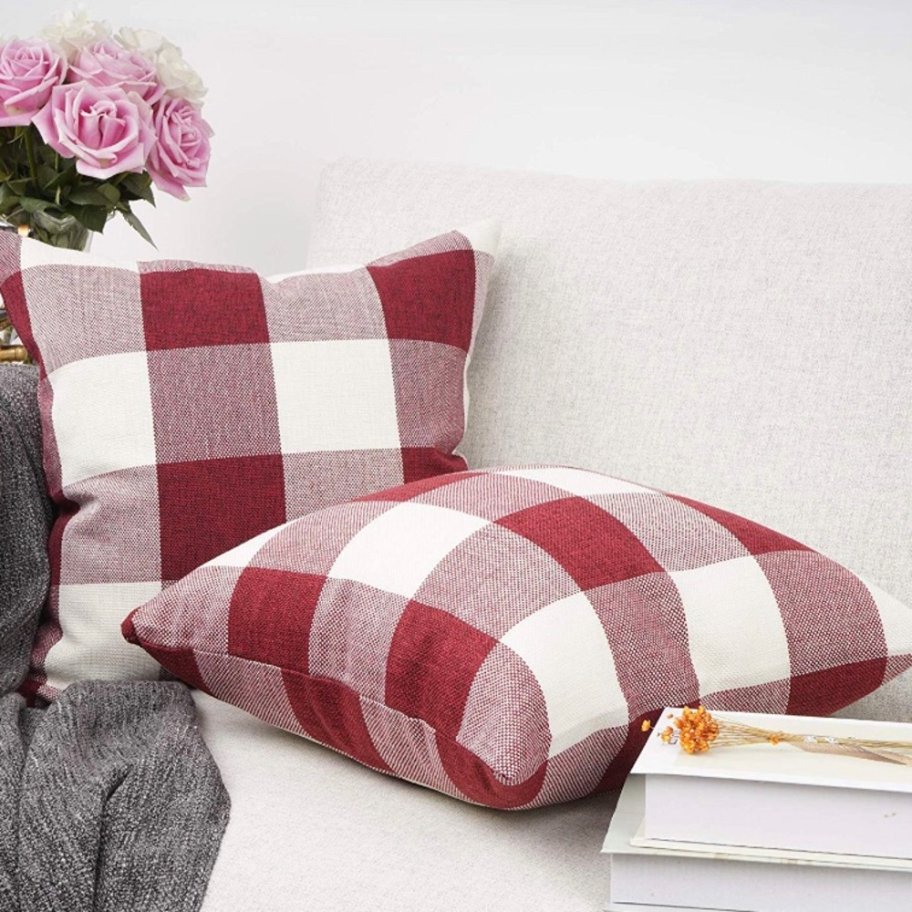 Set of 18x18 Buffalo Plaid Farmhouse Pillow Covers